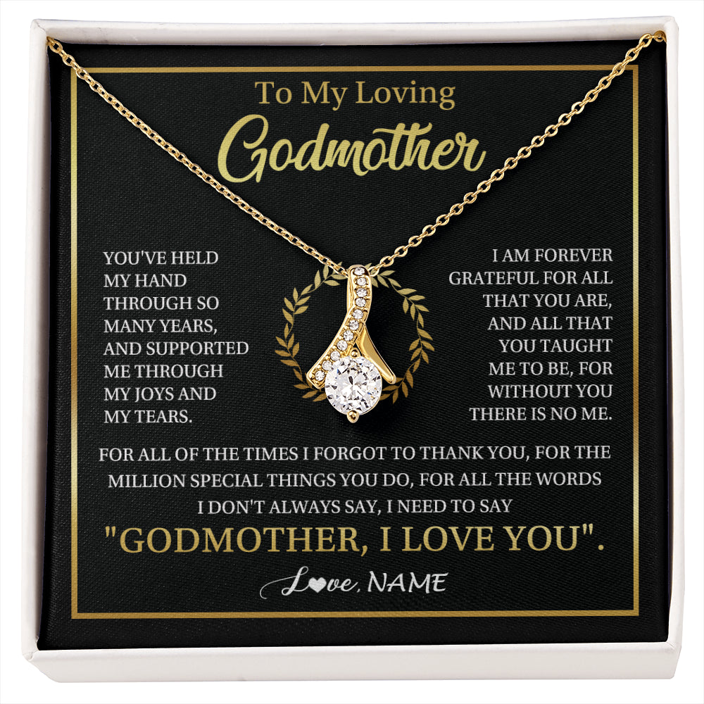 Alluring Beauty Necklace 18K Yellow Gold Finish | 1 | Personalized To My Godmother Gifts Necklace From Niece Nephew Grateful Thank You Aunt Birthday Gifts Mothers Day Christmas Jewelry Gift Box Message Card | siriusteestore