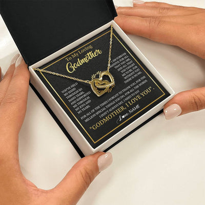 Interlocking Hearts Necklace 18K Yellow Gold Finish | 2 | Personalized To My Godmother Gifts Necklace From Niece Nephew Grateful Thank You Aunt Birthday Gifts Mothers Day Christmas Jewelry Gift Box Message Card | siriusteestore