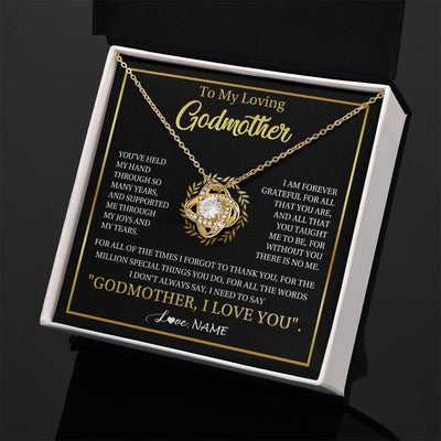 Love Knot Necklace 18K Yellow Gold Finish | 2 | Personalized To My Godmother Gifts Necklace From Niece Nephew Grateful Thank You Aunt Birthday Gifts Mothers Day Christmas Jewelry Gift Box Message Card | siriusteestore