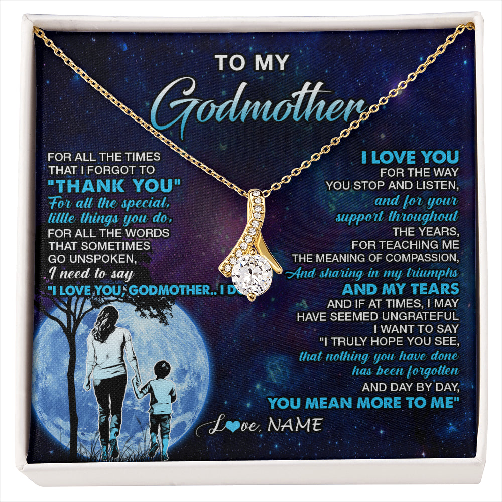 Alluring Beauty Necklace 18K Yellow Gold Finish | 1 | Personalized To My Godmother Necklace From Nephew Thank You Day By Day Godmother Birthday Gifts Mothers Day Christmas Customized Gift Box Message Card | siriusteestore