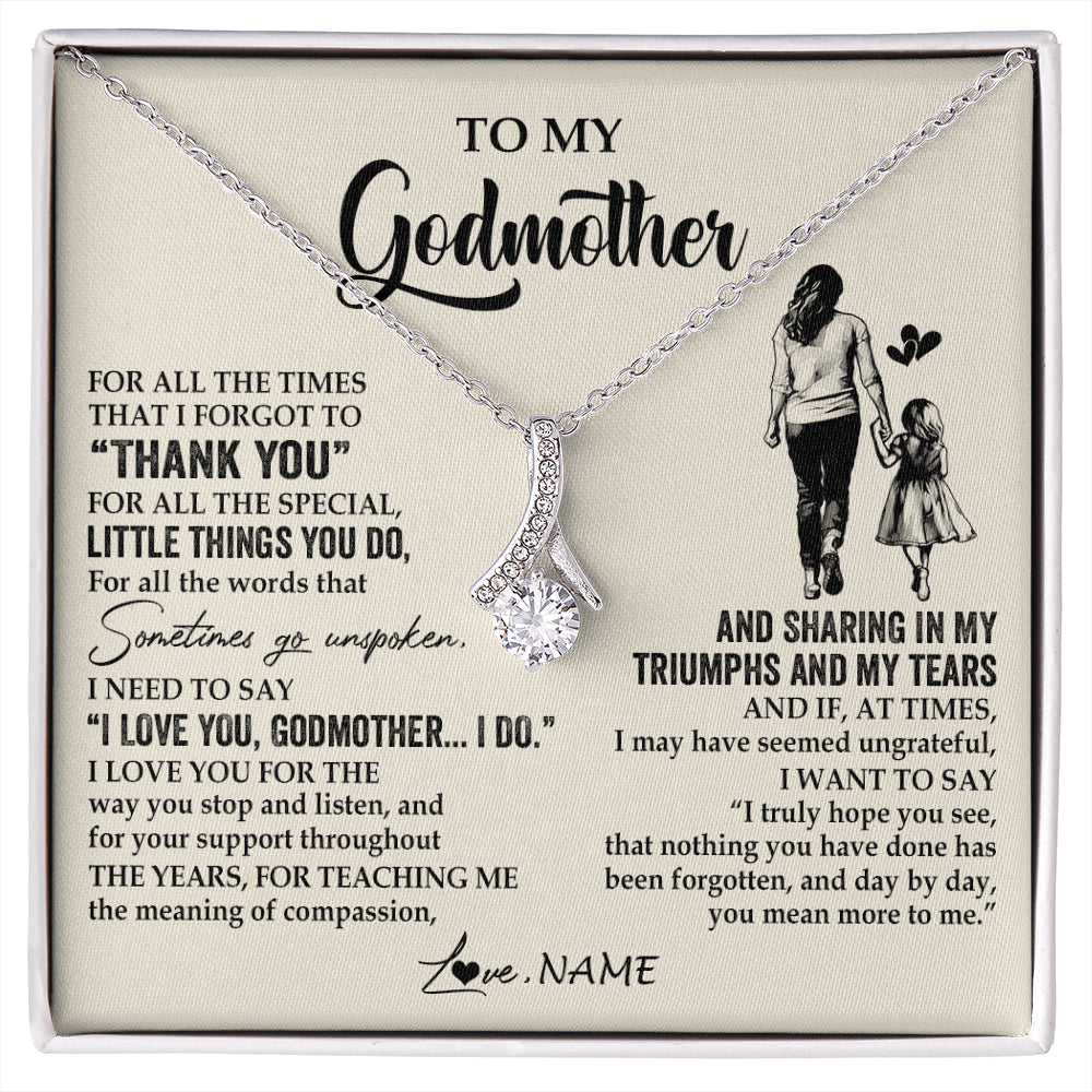 Alluring Beauty Necklace 14K White Gold Finish | 1 | Personalized To My Godmother Necklace From Niece For All The Times That I Forgot To Thank You Birthday Mothers Day Christmas Customized Gift Box Message Card | siriusteestore