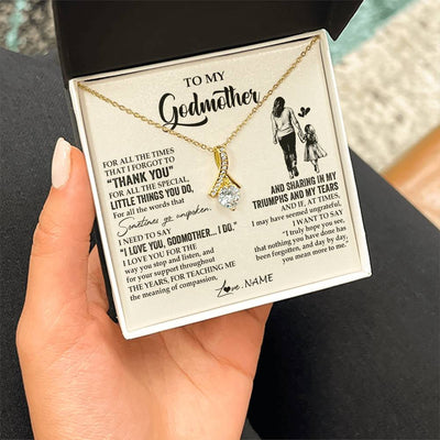 Alluring Beauty Necklace 18K Yellow Gold Finish | 2 | Personalized To My Godmother Necklace From Niece For All The Times That I Forgot To Thank You Birthday Mothers Day Christmas Customized Gift Box Message Card | siriusteestore