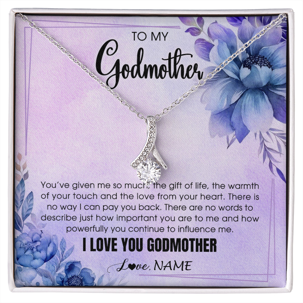 Alluring Beauty Necklace 14K White Gold Finish | 1 | Personalized To My Godmother Necklace From Niece Nephew I Love You Aunt Birthday Gifts Mothers Day Jewelry Pendant Christmas Customized Gift Box Message Card | siriusteestore