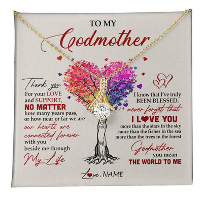 Alluring Beauty Necklace 18K Yellow Gold Finish | 1 | Personalized To My Godmother Necklace From Niece Never Forget That I Love You You Mean The World Aunt Birthday Mothers Day Christmas Customized Gift Box Message Card | siriusteestore