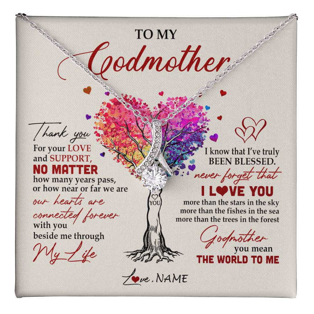 Alluring Beauty Necklace 14K White Gold Finish | 1 | Personalized To My Godmother Necklace From Niece Never Forget That I Love You You Mean The World Aunt Birthday Mothers Day Christmas Customized Gift Box Message Card | siriusteestore