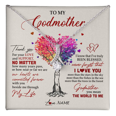 Alluring Beauty Necklace 14K White Gold Finish | 1 | Personalized To My Godmother Necklace From Niece Never Forget That I Love You You Mean The World Aunt Birthday Mothers Day Christmas Customized Gift Box Message Card | siriusteestore