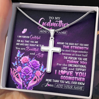 Stainless Cross Necklace Stainless Steel | 2 | Personalized To My Godmother Necklace Thank You For Love Butterfly Godmother Birthday Mothers Day Thanksgiving Christmas Custom Gift Box Message Card | https://siriusteestore.