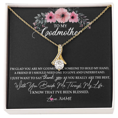 Alluring Beauty Necklace 18K Yellow Gold Finish | Personalized To My Godmother Necklace from Goddaughter Im Glad You Are My Godmother Birthday Mothers Day Thanksgiving Christmas Customized Gift Message Card | siriusteestore