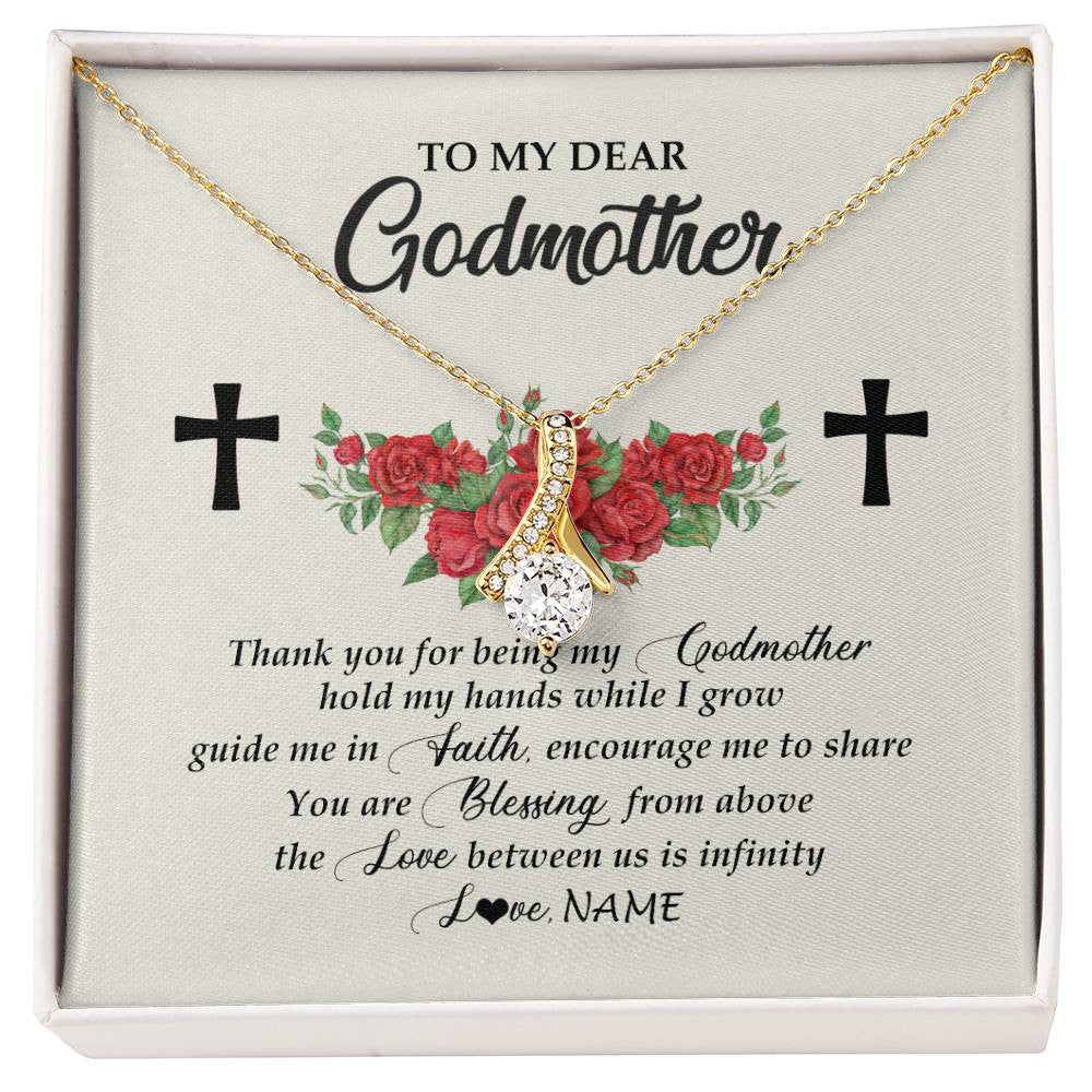 Alluring Beauty Necklace 18K Yellow Gold Finish | Personalized To My Godmother Necklace from Goddaughter Thank you For Begin My Goddaughter Birthday Mothers Day Thanksgiving Christmas Customized Message Card | siriusteestore
