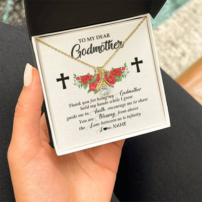 Alluring Beauty Necklace 18K Yellow Gold Finish | Personalized To My Godmother Necklace from Goddaughter Thank you For Begin My Goddaughter Birthday Mothers Day Thanksgiving Christmas Customized Message Card | siriusteestore
