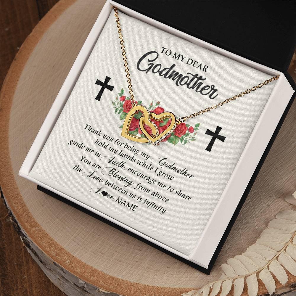 Interlocking Hearts Necklace 18K Yellow Gold Finish | Personalized To My Godmother Necklace from Goddaughter Thank you For Begin My Goddaughter Birthday Mothers Day Thanksgiving Christmas Customized Message Card | siriusteestore