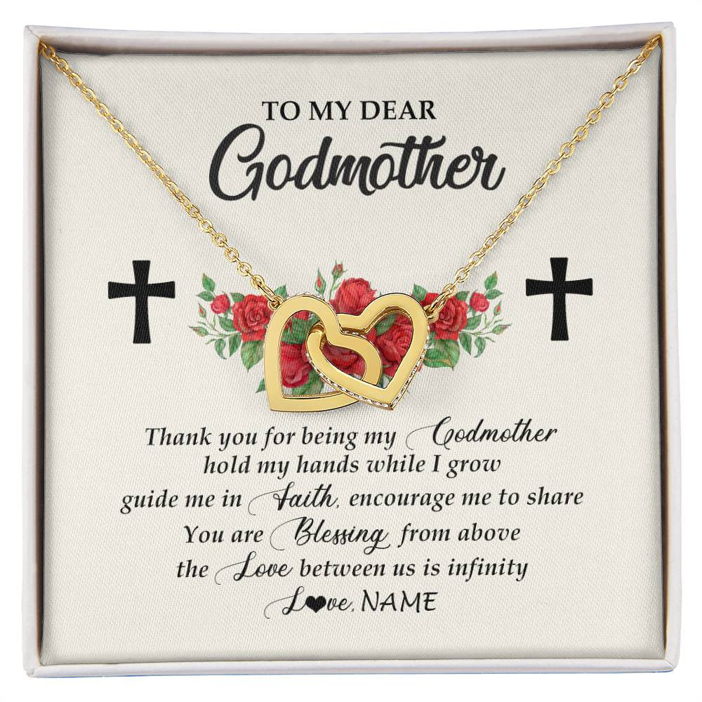 Interlocking Hearts Necklace 18K Yellow Gold Finish | Personalized To My Godmother Necklace from Goddaughter Thank you For Begin My Goddaughter Birthday Mothers Day Thanksgiving Christmas Customized Message Card | siriusteestore