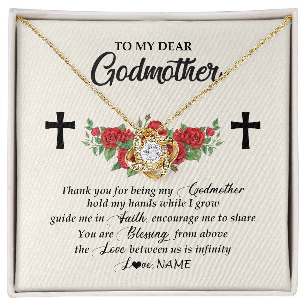 Love Knot Necklace 18K Yellow Gold Finish | Personalized To My Godmother Necklace from Goddaughter Thank you For Begin My Goddaughter Birthday Mothers Day Thanksgiving Christmas Customized Message Card | siriusteestore