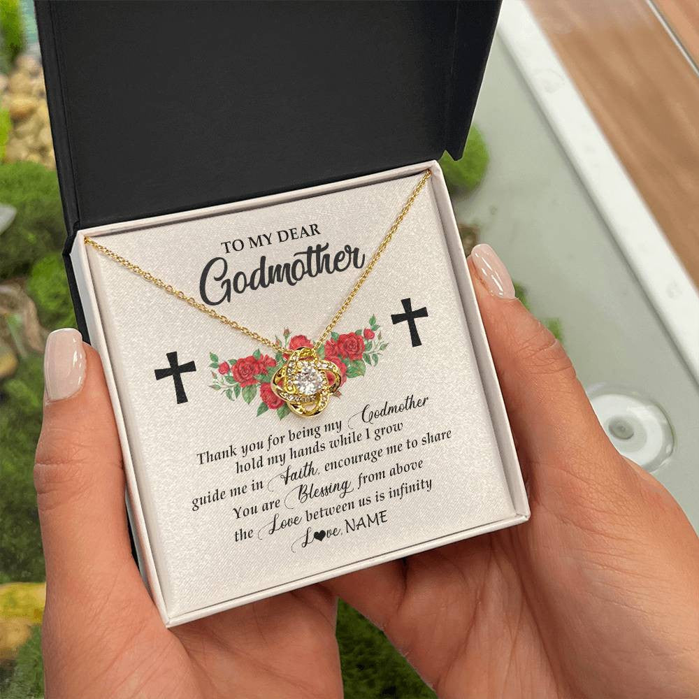 Love Knot Necklace 18K Yellow Gold Finish | Personalized To My Godmother Necklace from Goddaughter Thank you For Begin My Goddaughter Birthday Mothers Day Thanksgiving Christmas Customized Message Card | siriusteestore