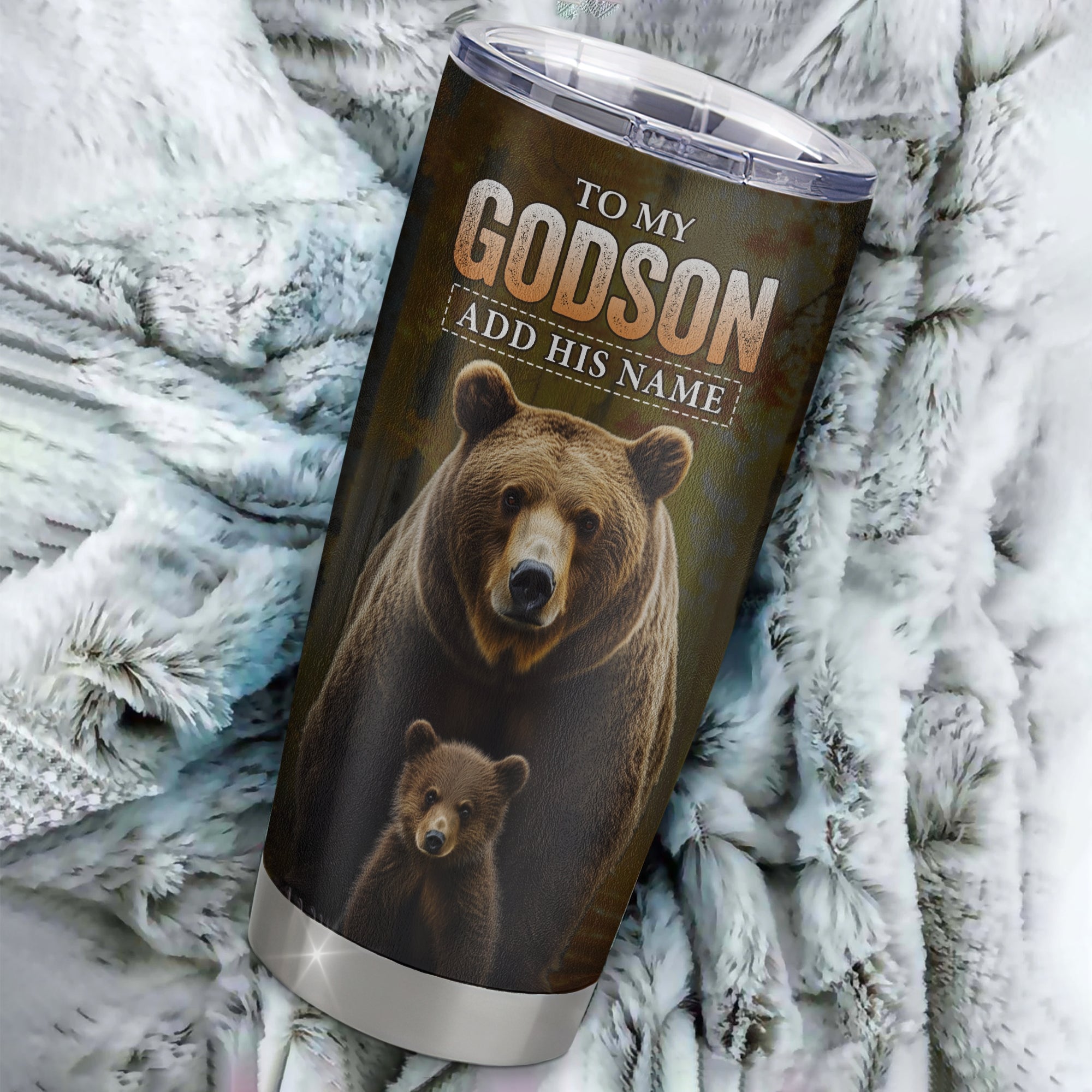 Personalized To My Godson Bear Tumbler From Godmother Uncle Every Day Laugh Love Live Godson Birthday Gifts Graduation Christmas Custom Stainless Steel Travel Mug | siriusteestore