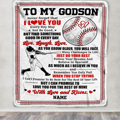 Personalized To My Godson Blanket From Godfather Godmother I Believe In You Baseball Godson Birthday Graduation Christmas Customized Bed Fleece Throw Blanket | siriusteestore