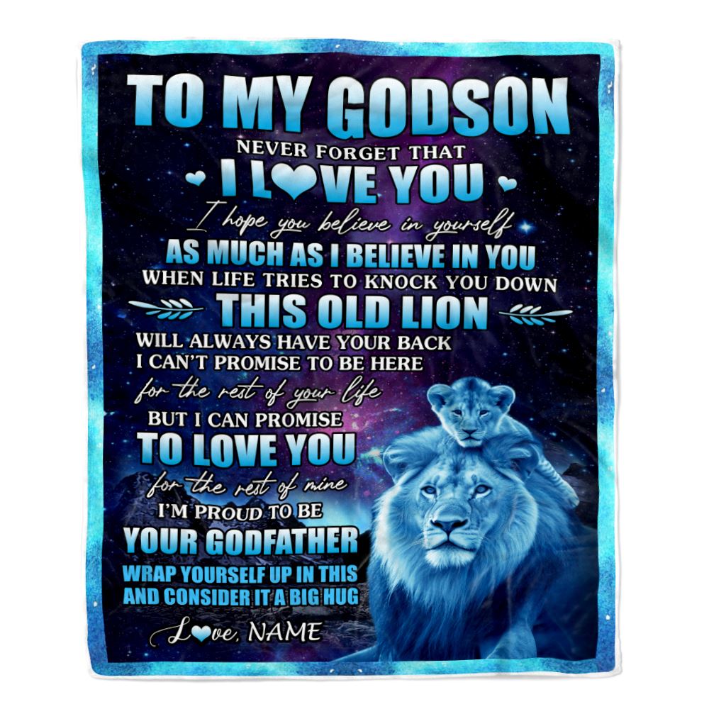 Personalized To My Godson Blanket From Godfather Never Forget That I Love You Godson Birthday Gifts Graduation Christmas Bed Fleece Throw Blanket | siriusteestore