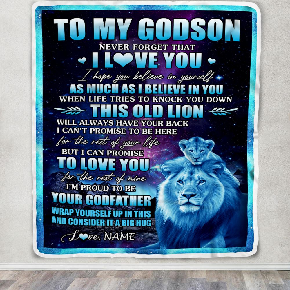 Personalized To My Godson Blanket From Godfather Never Forget That I Love You Godson Birthday Gifts Graduation Christmas Bed Fleece Throw Blanket | siriusteestore