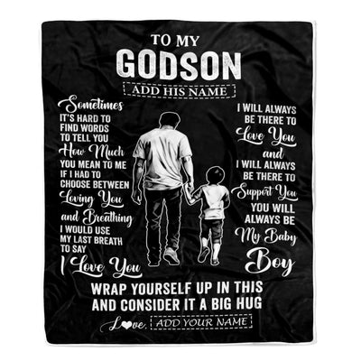 Personalized To My Godson Blanket From Godfather Uncle Sometimes It's Hard Godson Birthday Gifts Graduation Christmas Customized Fleece Throw Blanket | siriusteestore