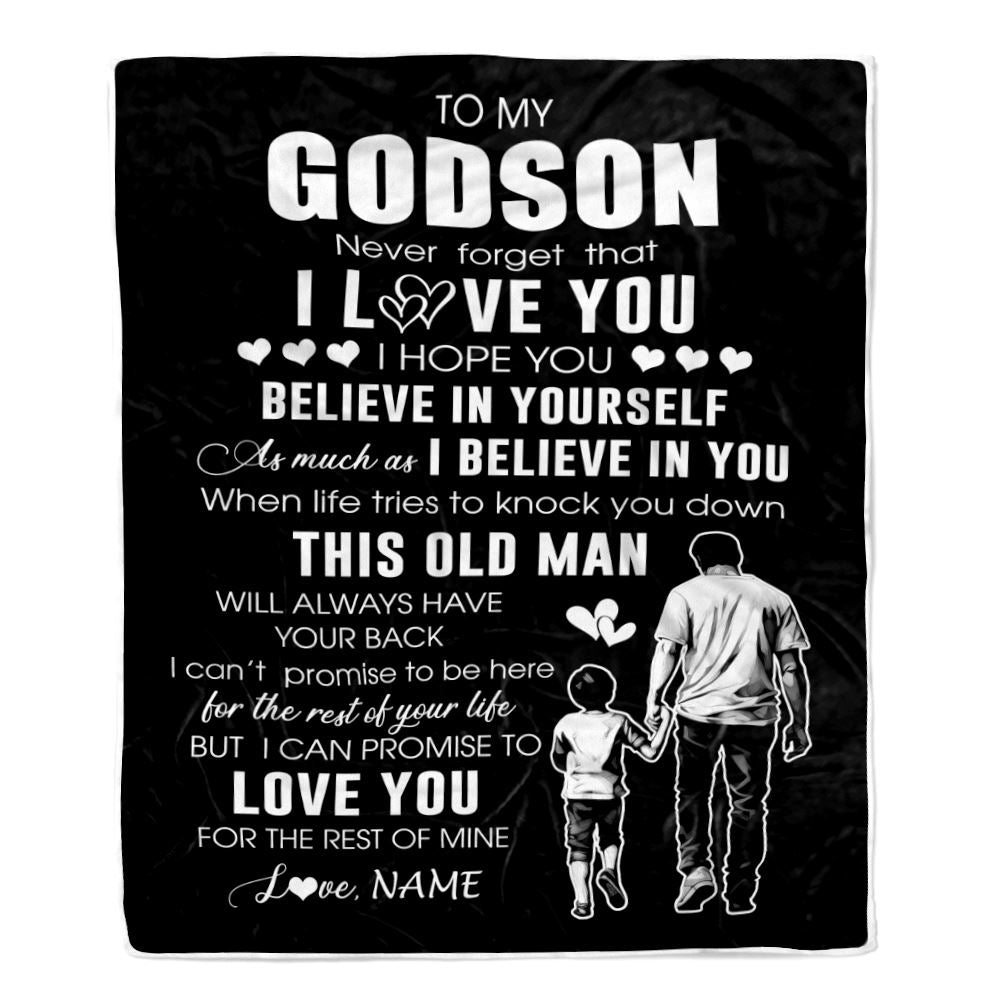 Personalized To My Godson Blanket From Godfather Uncle This Old Man Love You Godson Birthday Gifts Graduation Christmas Customized Fleece Blanket | siriusteestore