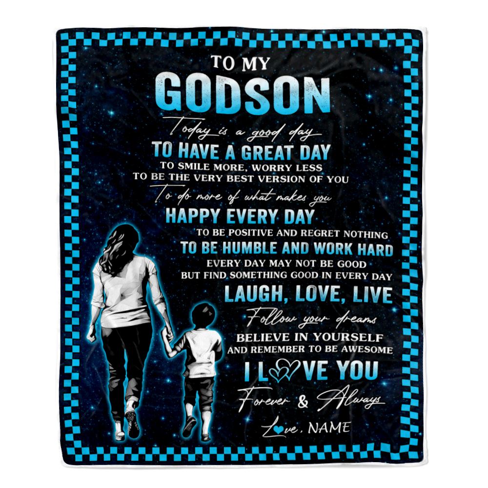 Personalized To My Godson Blanket From Godmother Aunt Every Day Laugh Love Live Aunt Godson Birthday Gifts Graduation Christmas Customized Fleece Throw Blanket | siriusteestore