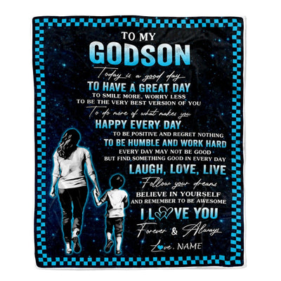 Personalized To My Godson Blanket From Godmother Aunt Every Day Laugh Love Live Aunt Godson Birthday Gifts Graduation Christmas Customized Fleece Throw Blanket | siriusteestore