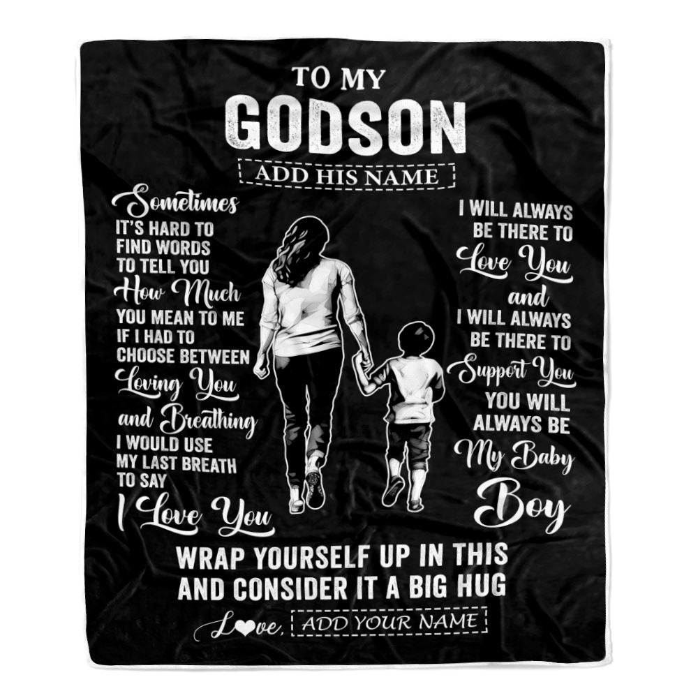 Personalized To My Godson Blanket From Godmother Aunt Sometimes It's Hard Godson Birthday Gifts Graduation Christmas Customized Fleece Throw Blanket | siriusteestore