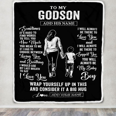 Personalized To My Godson Blanket From Godmother Aunt Sometimes It's Hard Godson Birthday Gifts Graduation Christmas Customized Fleece Throw Blanket | siriusteestore
