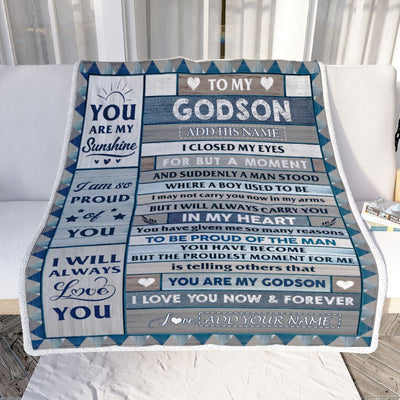 Personalized To My Godson Blanket From Godmother Aunt Wood I Closed My Eyes Gifts For Godson Birthday Gifts Graduation Christmas Customized Fleece Blanket | siriusteestore