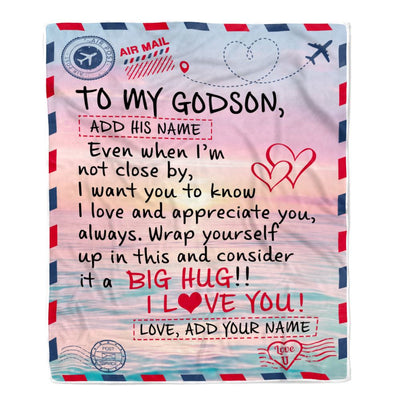 Personalized To My Godson Blanket From Godmother Godfather Letter Mail To Godson Gifts Happy Birthday Gifts For Godson Christmas Custom Name Fleece Blanket | siriusteestore