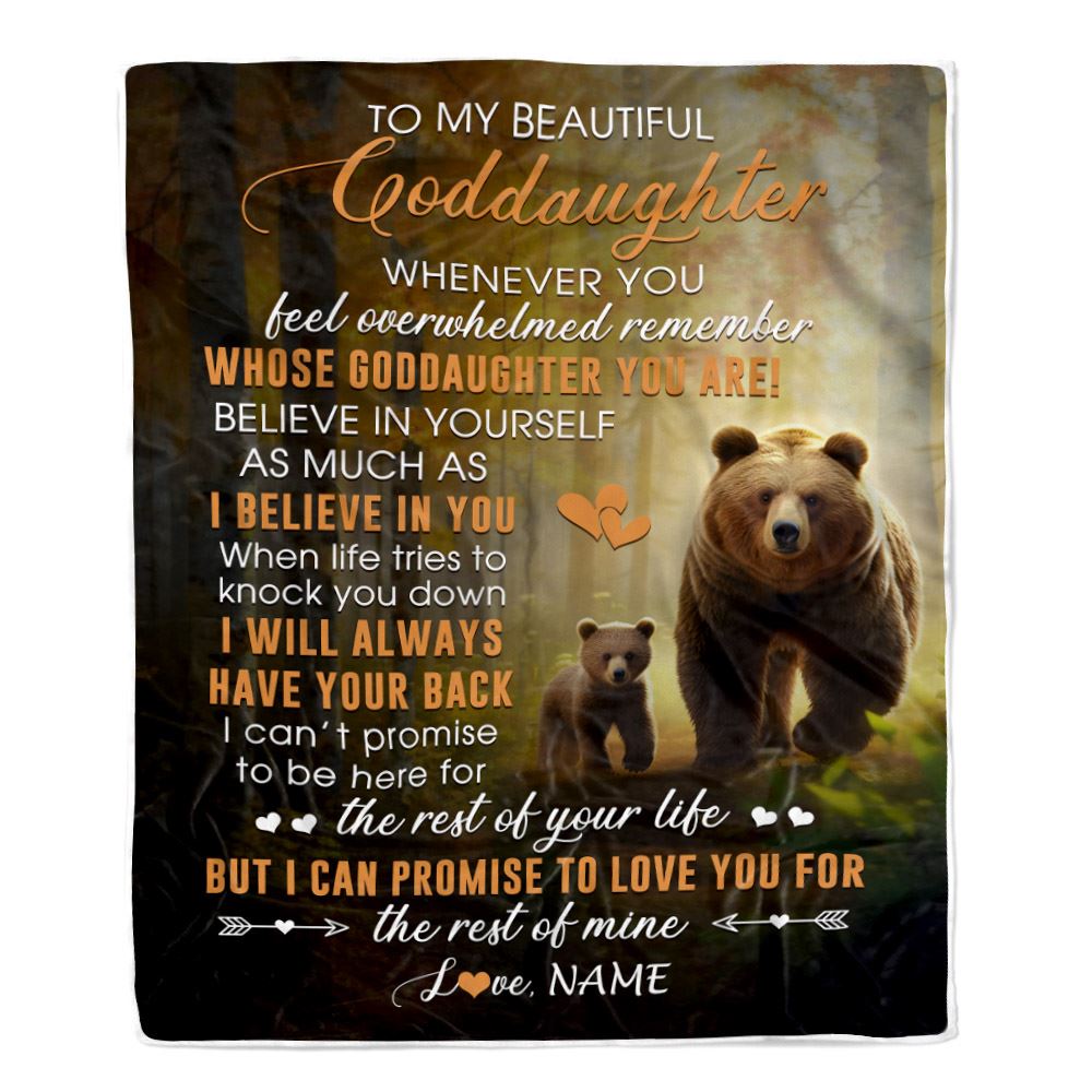 Personalized To My Godson Blanket From Godmother Godfather Whenever You Feel Bear Godson Birthday Gifts Graduation Christmas Customized Fleece Throw Blanket | siriusteestore