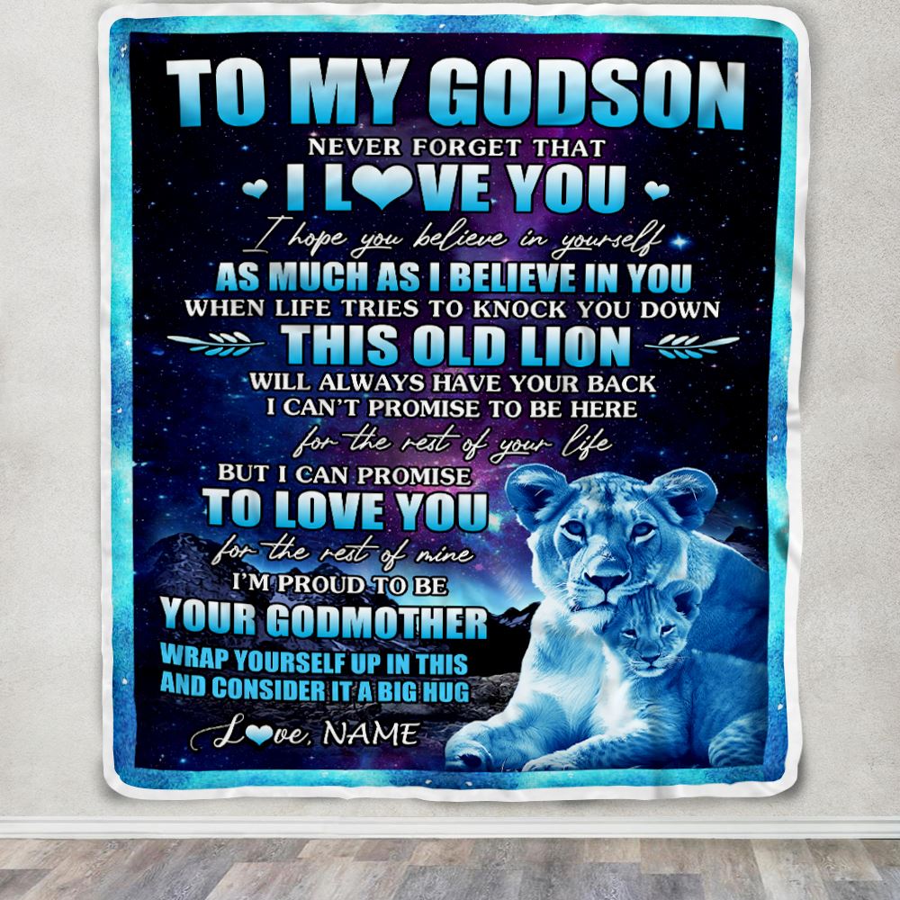 Personalized To My Godson Blanket From Godmother Never Forget That I Love You Godson Birthday Gifts Graduation Christmas Bed Fleece Throw Blanket | siriusteestore