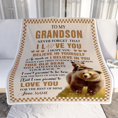Personalized To My Godson Blanket From Godmother Uncle Godfather This Old Bear Love You Godson Birthday Gifts Graduation Christmas Customized Fleece Blanket | siriusteestore