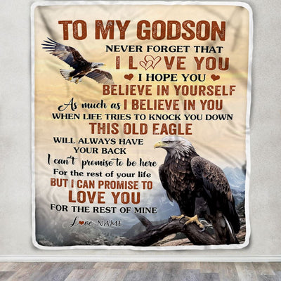 Personalized To My Godson Blanket From Godmother Uncle This Old Eagle Love You Godson Birthday Gifts Graduation Christmas Customized Fleece Throw Blanket | siriusteestore