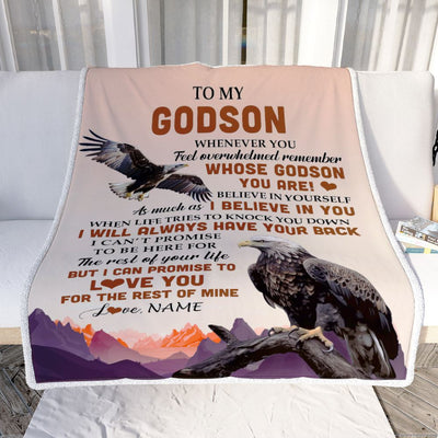Personalized To My Godson Blanket From Godmother Uncle Whenever You Feel Eagle Godson Birthday Gifts Graduation Christmas Customized Fleece Throw Blanket | siriusteestore
