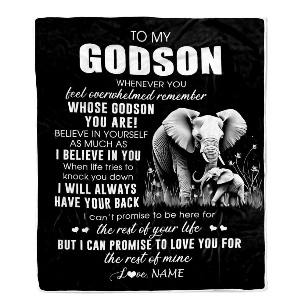 Personalized To My Godson Blanket From Godmother Uncle Whenever You Feel Elephant Godson Birthday Gifts Graduation Christmas Customized Fleece Throw Blanket | siriusteestore