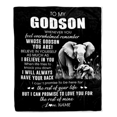 Personalized To My Godson Blanket From Godmother Uncle Whenever You Feel Elephant Godson Birthday Gifts Graduation Christmas Customized Fleece Throw Blanket | siriusteestore