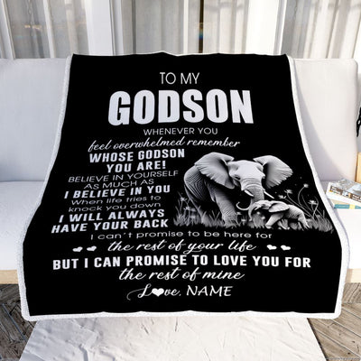 Personalized To My Godson Blanket From Godmother Uncle Whenever You Feel Elephant Godson Birthday Gifts Graduation Christmas Customized Fleece Throw Blanket | siriusteestore