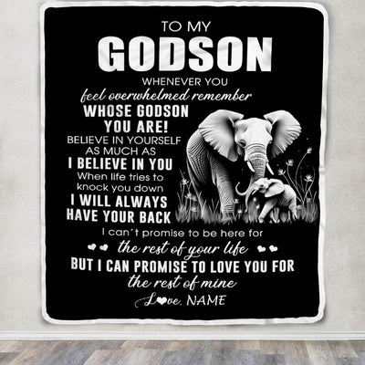 Personalized To My Godson Blanket From Godmother Uncle Whenever You Feel Elephant Godson Birthday Gifts Graduation Christmas Customized Fleece Throw Blanket | siriusteestore