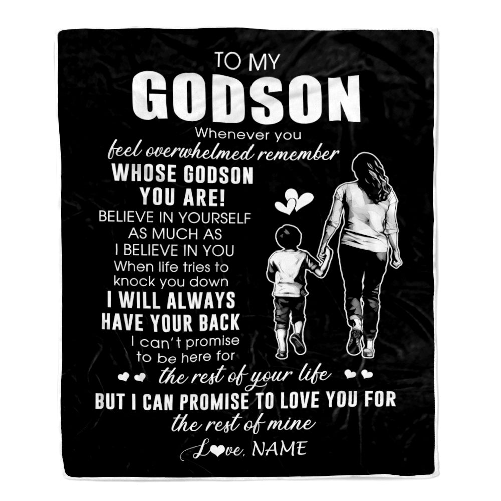 Personalized To My Godson Blanket From Godmother Whenever You Feel Overwhelmed Godson Birthday Graduation Christmas Customized Bed Fleece Throw Blanket | siriusteestore