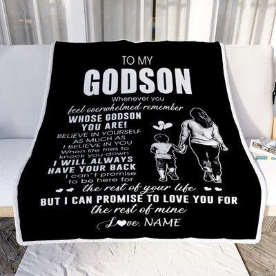 Personalized To My Godson Blanket From Godmother Whenever You Feel Overwhelmed Godson Birthday Graduation Christmas Customized Bed Fleece Throw Blanket | siriusteestore