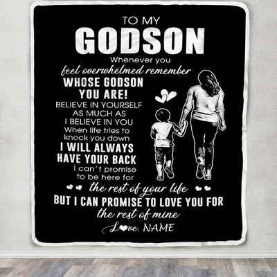 Personalized To My Godson Blanket From Godmother Whenever You Feel Overwhelmed Godson Birthday Graduation Christmas Customized Bed Fleece Throw Blanket | siriusteestore