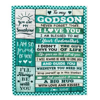 Personalized To My Godson Blanket From Godmother Wood Never Forget That I Love You Birthday Gift For Godson Graduation Christmas Customized Fleece Blanket | siriusteestore