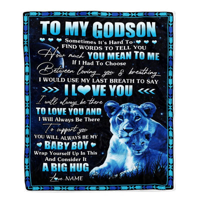 Personalized To My Godson Blanket From Godmother You Mean Yo Me My Baby Boy Lion Godson Birthday Graduation Christmas Customized Bed Fleece Throw Blanket | siriusteestore