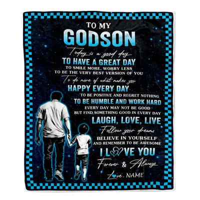 Personalized To My Godson Blanket From Uncle Every Day Laugh Love Live Uncle Godson Birthday Gifts Graduation Christmas Customized Fleece Throw Blanket | siriusteestore