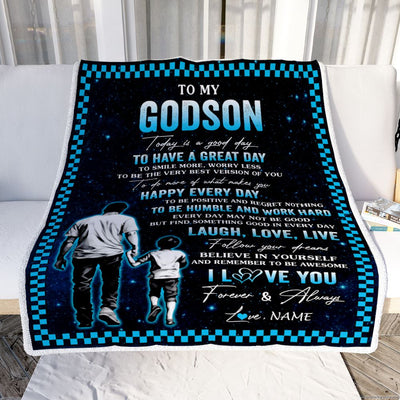 Personalized To My Godson Blanket From Uncle Every Day Laugh Love Live Uncle Godson Birthday Gifts Graduation Christmas Customized Fleece Throw Blanket | siriusteestore