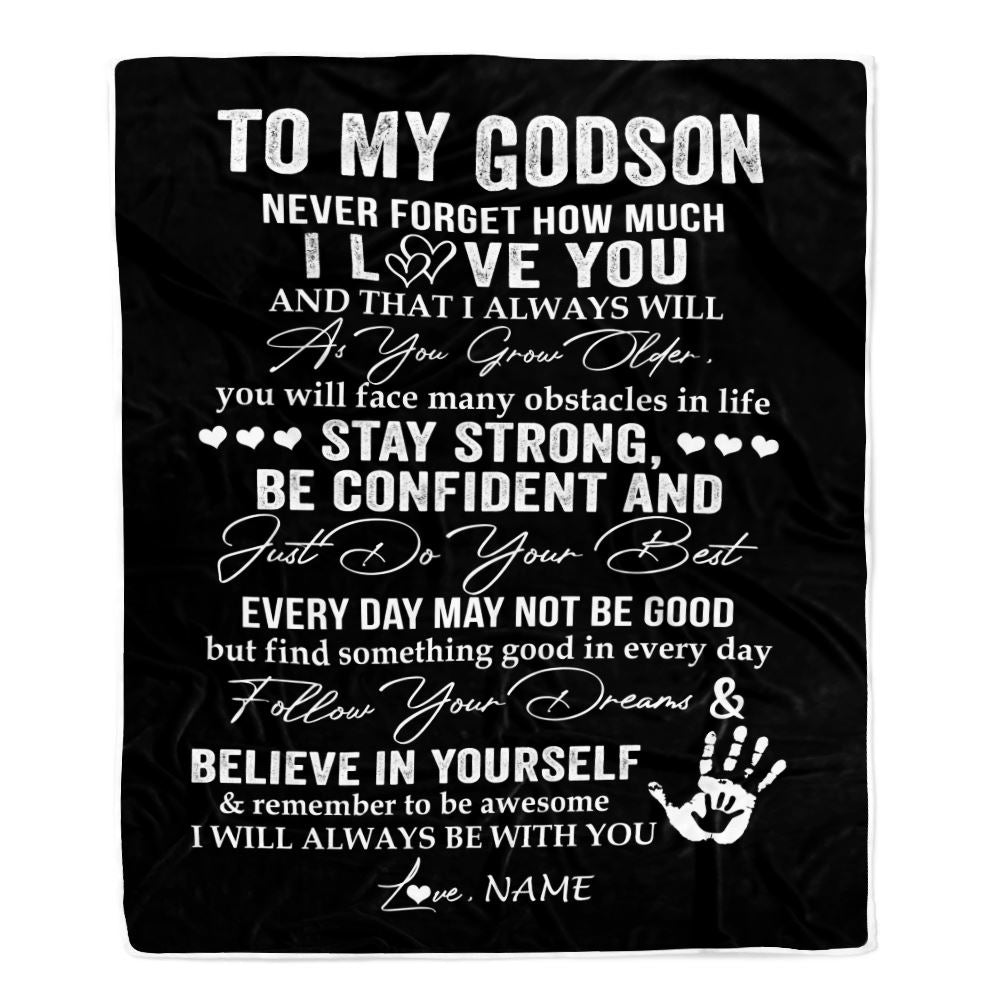 Personalized To My Godson Blanket I Love You Forever From Godmother Godfather Godson Birthday Christmas Thanksgiving Graduation Customized Fleece Blanket | siriusteestore