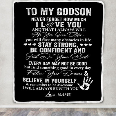 Personalized To My Godson Blanket I Love You Forever From Godmother Godfather Godson Birthday Christmas Thanksgiving Graduation Customized Fleece Blanket | siriusteestore
