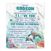 Personalized To My Godson Blanket Turtle I Love You Forever From Godmother Godfather Godson Birthday Gifts Christmas Graduation Customized Fleece Blanket | siriusteestore