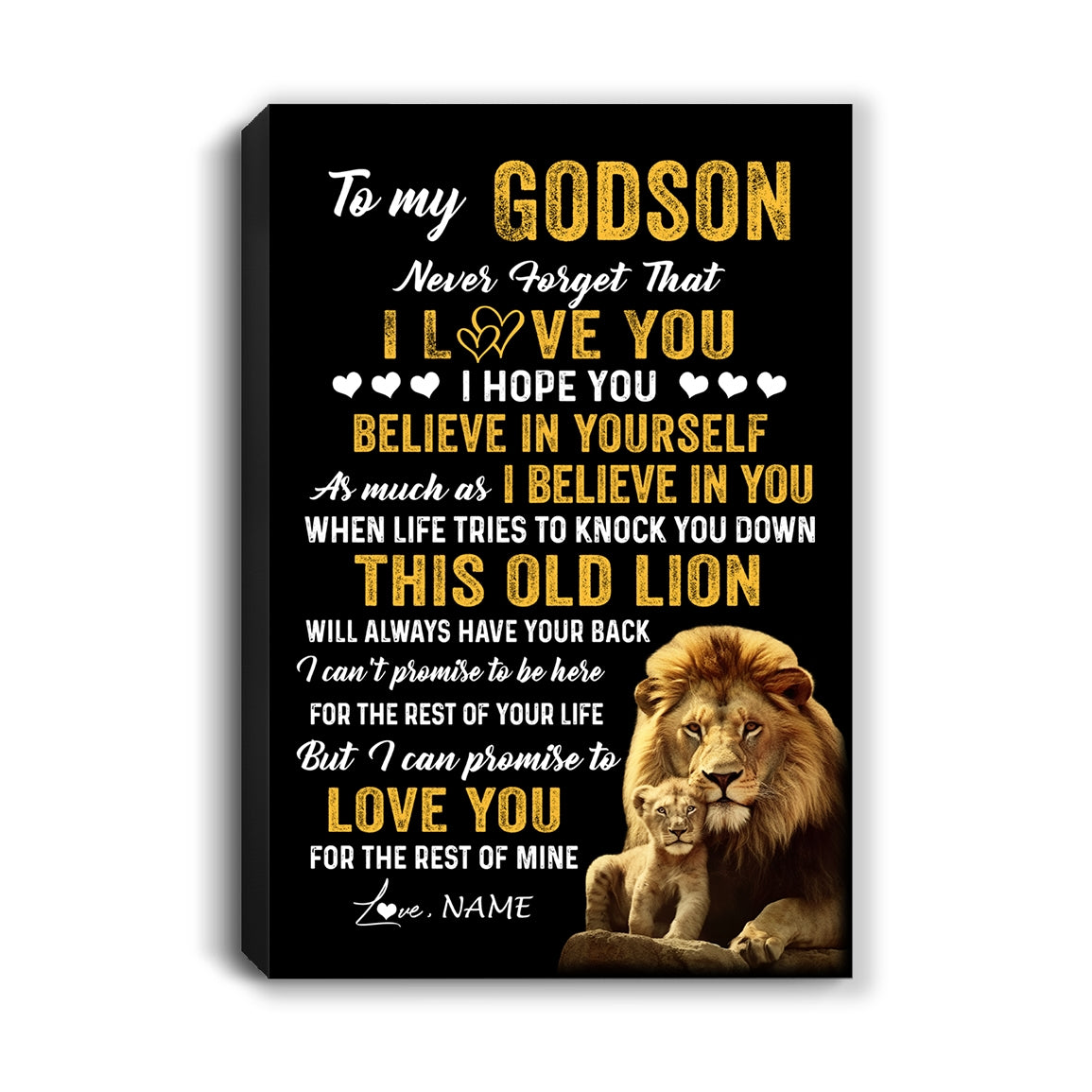 Personalized To My Godson Canvas From Godfather This Old Lion Love You Godson Birthday Gifts Graduation Christmas Custom Wall Art Print Framed Canvas | siriusteestore